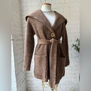 Free People OVERSIZED Brown Teddy Jacket with Belt XS